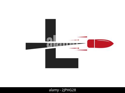 Letter L Shot Bullet Logo Vector Template Concept For Defense Logotype Stock Vector
