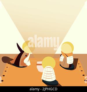 Abstract Brainstorming Problem Solutions, Careful Thinking Concept, Critical Logical Reasoning, Solving Puzzle Ideas, Creative Designs, Breakthrough Stock Vector