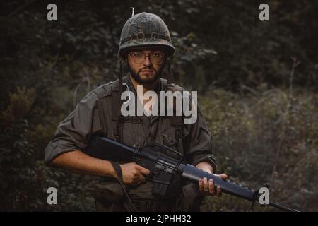 American soldiers, Vietnam cosplay costumes Stock Photo