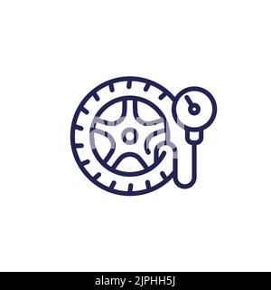 tire pressure icon, tyre check line vector Stock Vector