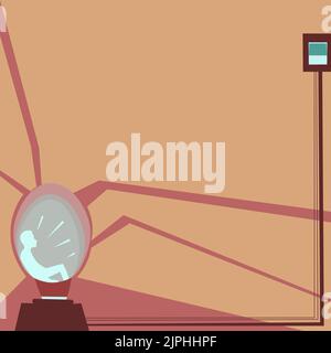 Sitting Man Thinking New Ideas. Businessman Reasoning Recent Concepts. Executive Understanding Current Theories. Entrepreneur Analysing Late Aproaches Stock Vector