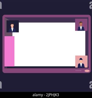 Illustration Of Couple Presenting New Amazing Ideas Holding Notes Sticking On Boards. Partners Drawing Sharing Old Wonderful Knowledge Handling Stock Vector