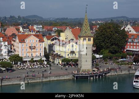 bodensee, lindau, mangturm, drohnenflug, bodensees, lindaus, mangturms Stock Photo