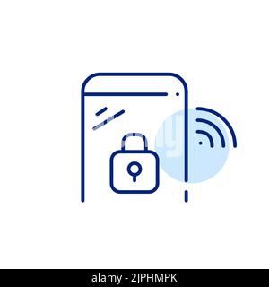 Smartphone data protected. Pixel perfect, editable stroke line art icon Stock Vector