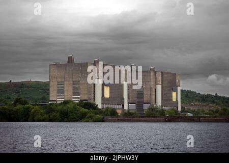 Trawsfynydd nuclear power station is a decommissioned Magnox nuclear power station situated in the Snowdonia National Park. It started working in 1965. Stock Photo