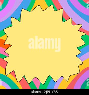 Blank Frame Decorated With Abstract Modernized Forms Flowers And Foliage. Empty Modern Border Surrounded By Multicolored Line Symbols Organized Stock Vector