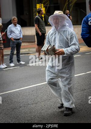 Manchester Day Parade, 19 June 2022: Beekeper with smoker Stock Photo