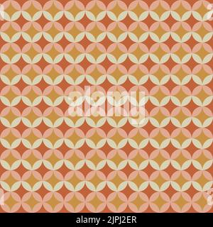 70 s seamless pattern. Retro geometric seamless background in seventies style. Groovy scrapbook paper. Yellow, orange, beige vintage colors vector pat Stock Vector