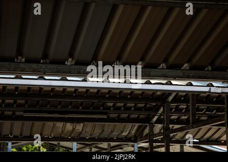 Close-up detail of a corrugated tin roof Stock Photo