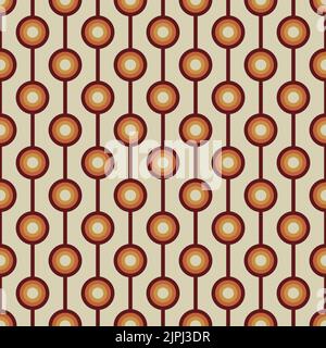 70 s seamless pattern. Retro geometric seamless background in seventies style. Groovy scrapbook paper. Yellow, orange, brown vintage colors vector pat Stock Vector