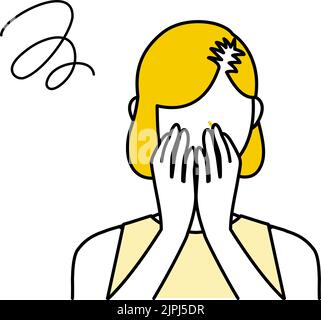 Women depressed about AGA, thinning hair, and hair loss in women Stock Vector