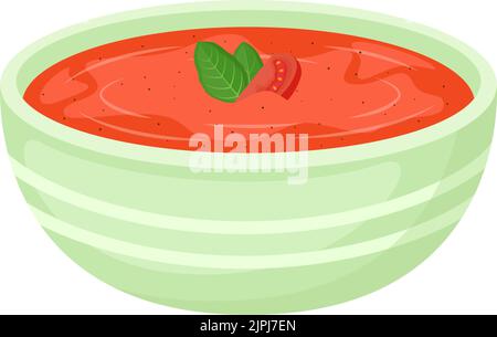 Tomato cream soup in bowl, vector Illustration Stock Vector
