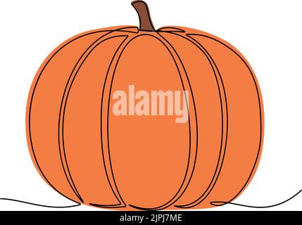 Continuous line drawing of pumpkin. Vector illustration Stock Vector