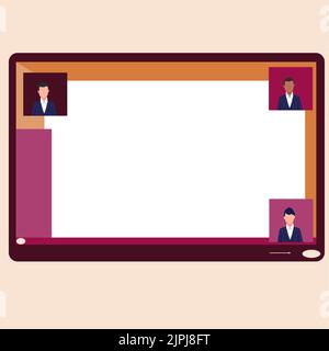 Illustration Of Couple Presenting New Amazing Ideas Holding Notes Sticking On Boards. Partners Drawing Sharing Old Wonderful Knowledge Handling Stock Vector