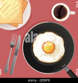 fried egg and breads Stock Vector