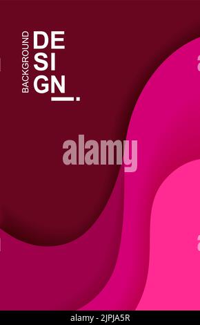 Abstract background with wavy red paper. Dark pink Vector background with bright wave. Dark red vertical abstract design template backdrop. Stock Vector