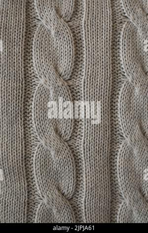 close up of soft gray Cashmere Cable Knit pattern texture background Stock Photo
