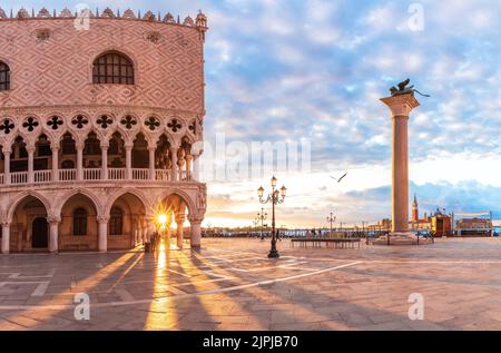 venice, st mark's square, morning light, monolithsäule, venices, st. mark's squares, morning lights Stock Photo