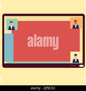Illustration Of Couple Presenting New Amazing Ideas Holding Notes Sticking On Boards. Partners Drawing Sharing Old Wonderful Knowledge Handling Stock Vector