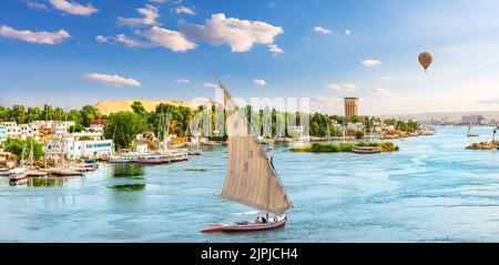 nile river, aswan, felucca, nile, nile rivers, aswans, feluccas Stock Photo