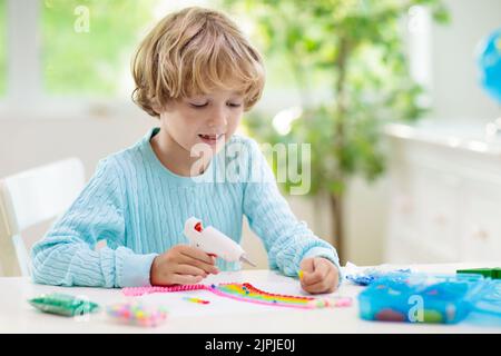 Crafts for Kids. Child with Hot Glue Gun Stock Image - Image of creativity,  craft: 230344331