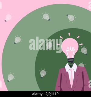 Head With Illuminated Light Bulb With Showing Technology Ideas. Glowing Lamp In Brain Symbols Design Displaying Mechanical And Technical Idea. Stock Vector
