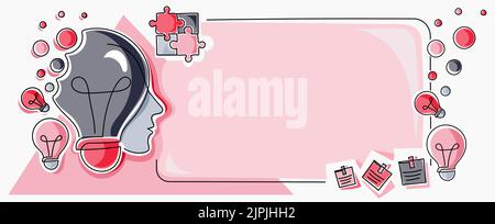 Man With Light Bulbs And Puzzle Pieces Around Thinking New Ideas. Businessman Reasoning Important Informations On Presentation Board. Executive Stock Vector