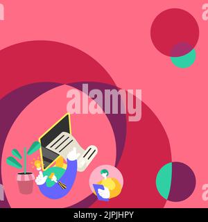 Businessman Thinking About New Ideas And Copying File, Businesswoman Holding Document. Man Assuming Recent Updates And Making Copy, Woman Taking Notes Stock Vector
