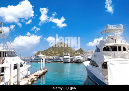 Mexico, marina and yacht club in Cabo San Lucas, Los Cabos, departure point to El Arco and beaches. Stock Photo
