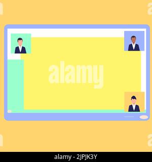 Illustration Of Couple Presenting New Amazing Ideas Holding Notes Sticking On Boards. Partners Drawing Sharing Old Wonderful Knowledge Handling Stock Vector