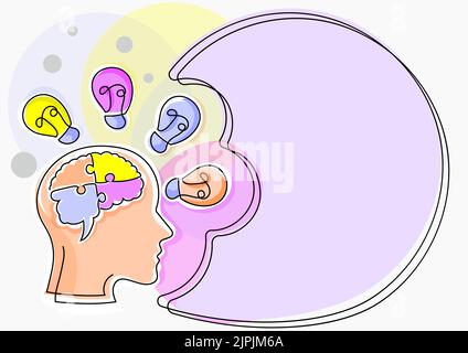 Man With Puzzled Brain Thinking New Brilliant Ideas Shown On Presentation Board. Businessman Presenting Recent Informations. Executive With Light Stock Vector