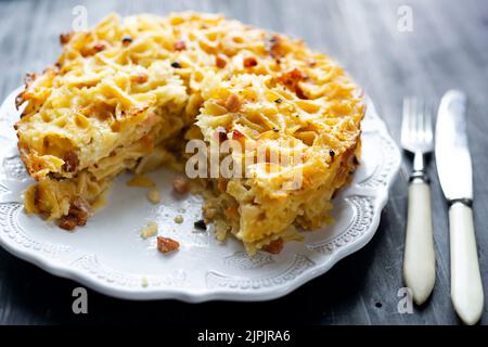 lunch, pasta-kuchen, lunch time Stock Photo