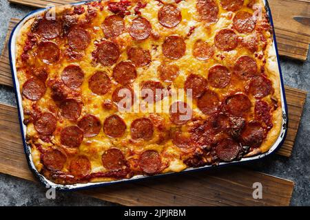 salami pizza, salami pizzas Stock Photo