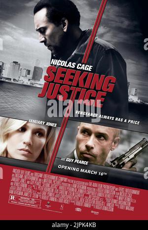 NICOLAS CAGE, JANUARY JONES, GUY PEARCE POSTER, JUSTICE, 2011 Stock Photo