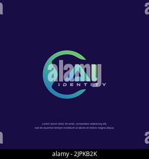 AI Initial letter circular line logo template vector with gradient color blend Stock Vector