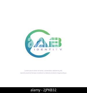 AB Initial letter circular line logo template vector with gradient color blend Stock Vector