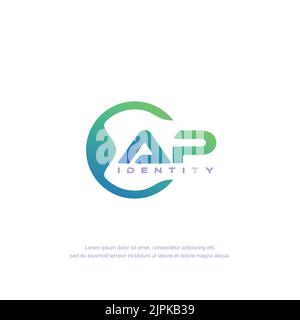 AP Initial letter circular line logo template vector with gradient color blend Stock Vector