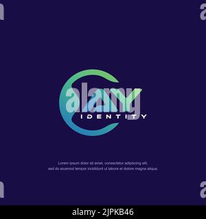AY Initial letter circular line logo template vector with gradient color blend Stock Vector