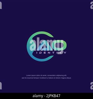 AO Initial letter circular line logo template vector with gradient color blend Stock Vector