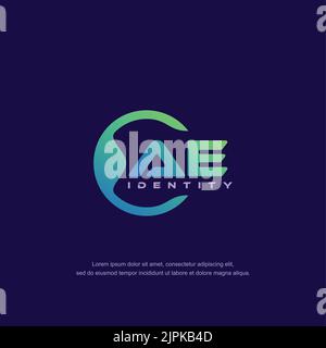 AE Initial letter circular line logo template vector with gradient color blend Stock Vector