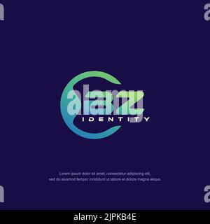 BZ Initial letter circular line logo template vector with gradient color blend Stock Vector