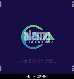 AA Initial letter circular line logo template vector with gradient color blend Stock Vector