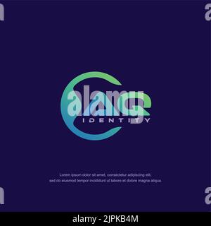 AQ Initial letter circular line logo template vector with gradient color blend Stock Vector