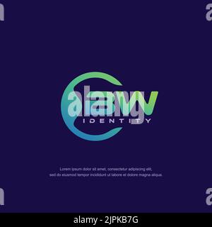 BW Initial letter circular line logo template vector with gradient color blend Stock Vector