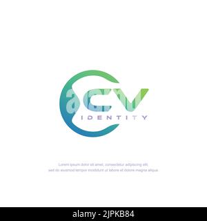 CV Initial letter circular line logo template vector with gradient color blend Stock Vector