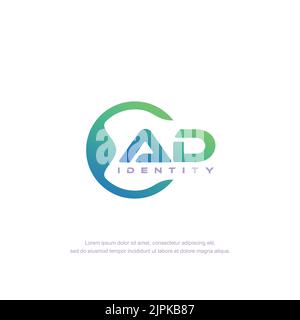 AD Initial letter circular line logo template vector with gradient color blend Stock Vector