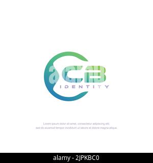 CB Initial letter circular line logo template vector with gradient color blend Stock Vector