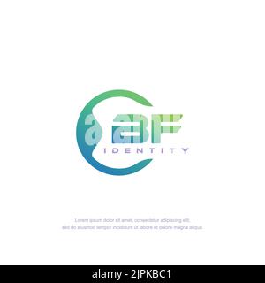 BF Initial letter circular line logo template vector with gradient color blend Stock Vector