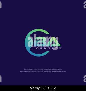 BA Initial letter circular line logo template vector with gradient color blend Stock Vector