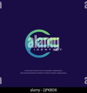 CC Initial letter circular line logo template vector with gradient color blend Stock Vector